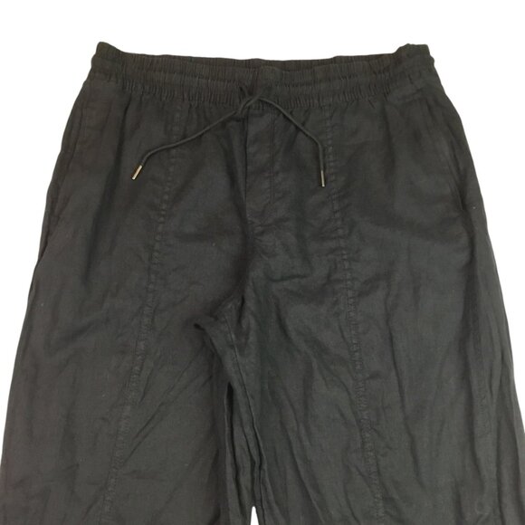 Athleta Linen Pant Womens Large Black Linen Drawstring Relaxed Fit Pant - Picture 4 of 13